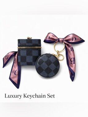 Luxury Keychain iPod & Mirror Set  - Black Check